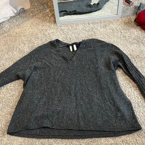V neck dark gray sweater